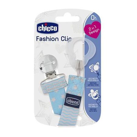 Prendedor de Chupeta Chicco Fashion Clip (2 em 1) Azul Prendedor de Chupeta Chicco Fashion Clip (2 em 1) Azul
