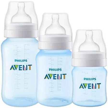 Philips Avent Kit Triplo Mamadeira Anti-Colic 125ml + 260ml + 330ml Azul SCD809/43 Philips Avent Kit Triplo Mamadeira Anti-Colic 125ml + 260ml + 330ml Azul SCD809/43