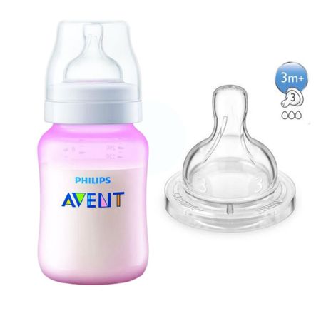 Philips Avent Mamadeira Anti-Colic 260ml + Bico Nº3 Rosa SCD809/27 Philips Avent Mamadeira Anti-Colic 260ml + Bico Nº3 Rosa SCD809/27