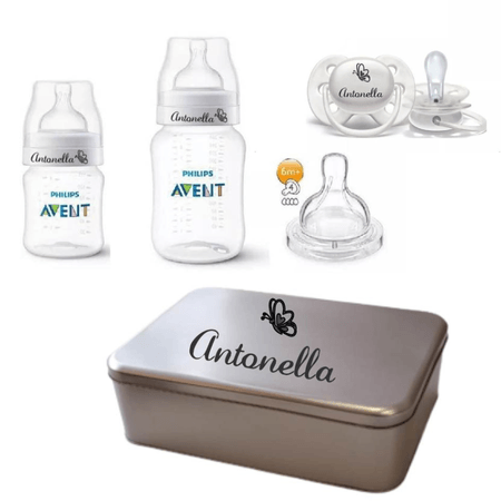 Kit Personalizado Com Nome Avent 2 Mamadeiras + Chupeta 0-6 Kit Personalizado Com Nome Avent 2 Mamadeiras + Chupeta 0-6