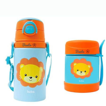 Kit Personalizado Garrafinha + Pote Térmico Buba Animal Fun Kit Personalizado Garrafinha + Pote Térmico Buba Animal Fun