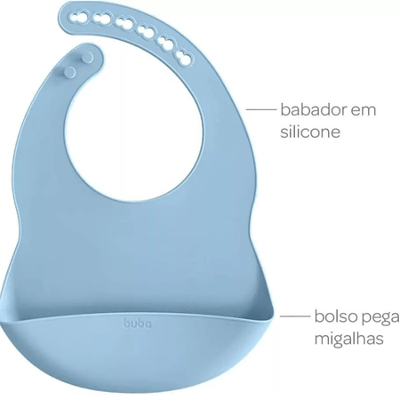Babador De Silicone Impermeável Pega Migalhas Azul - Buba