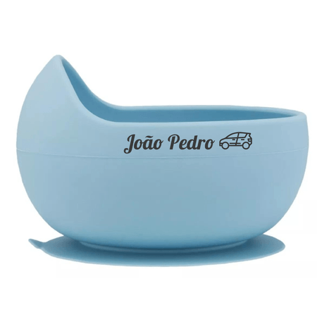 Bowl Personalizado Em Silicone Com Ventosa Azul