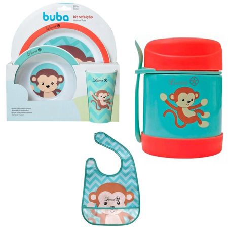 Kit Alimentação Personalizado Macaco - Buba Animal Fun Kit Alimentação Personalizado Macaco - Buba Animal Fun