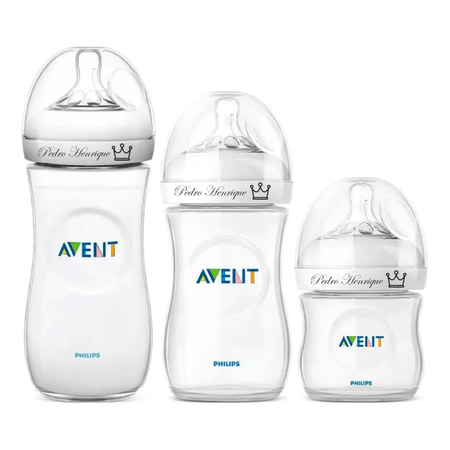 Kit 3 Mamadeiras Personalizadas Avent Pétala 125/260/330ML Kit 3 Mamadeiras Personalizadas Avent Pétala 125/260/330ML