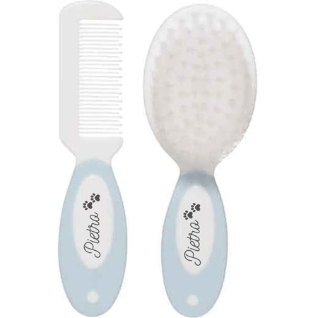 Escova E Pente Personalizadas Cerdas Macias +0m Azul Buba Escova E Pente Personalizadas Cerdas Macias +0m Azul Buba