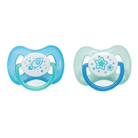 Chupeta Buba Noturna Azul/Verde Foguete 6m+ c/2 Chupeta Buba Noturna Azul/Verde Foguete 6m+ c/2