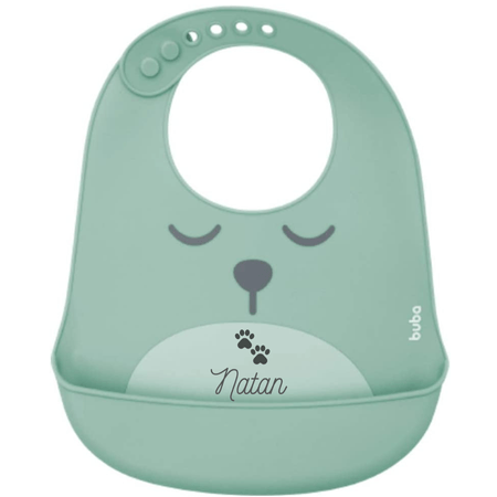 Babador De Silicone Personalizado  Buba Pega Migalhas Verde