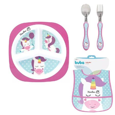 Kit Alimentação Personalizado Buba Animal Fun Unicórnio Kit Alimentação Personalizado Buba Animal Fun Unicórnio