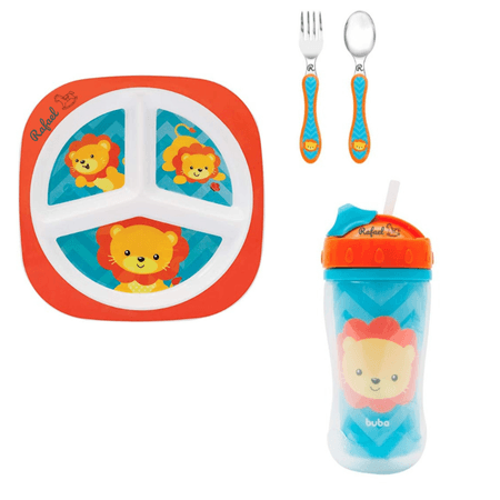 Kit Alimentação Personalizado Buba Animal Fun Leão Kit Alimentação Personalizado Buba Animal Fun Leão