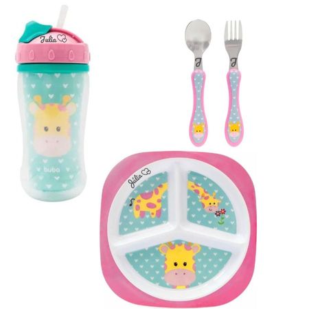 Kit Alimentação Personalizado Buba Animal Fun Girafa Kit Alimentação Personalizado Buba Animal Fun Girafa