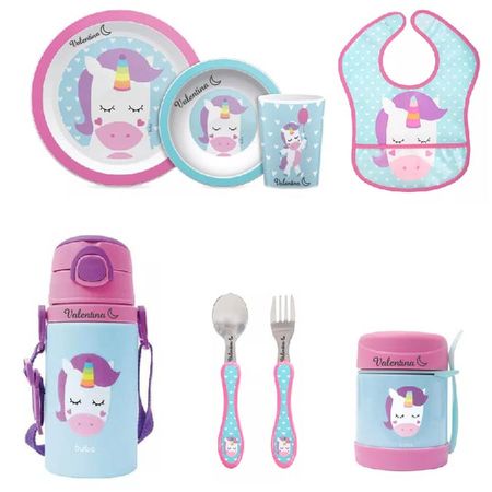 Kit Alimentação Personalizado Nome Buba Unicórnio Completo Kit Alimentação Personalizado Nome Buba Unicórnio Completo