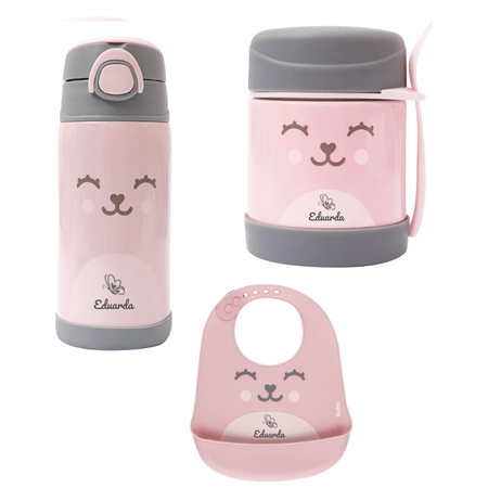 Kit Personalizado Buba Garrafinha +Pote+ babador Gummy Rosa Kit Personalizado Buba Garrafinha +Pote+ babador Gummy Rosa