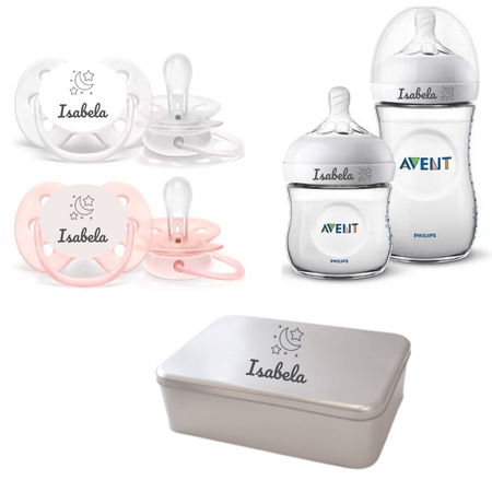 Kit Personalizado Chupeta Avent 0-6m C/2 + Mamadeiras Pétala
