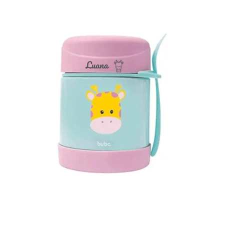 Pote Térmico Personalizado com Nome Buba Animal Fun Girafa 6+ Pote Térmico Personalizado com Nome Buba Animal Fun Girafa 6+