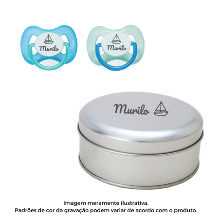 Kit Chupeta Buba Personalizado Nome Azul F 6m+ C/2 Kit Chupeta Buba Personalizado Nome Azul F 6m+ C/2