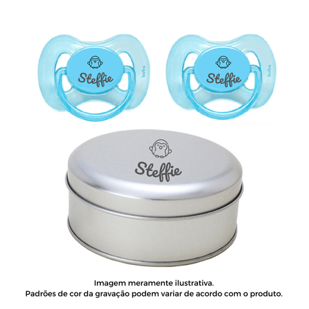 Kit Chupeta Buba Personalizado Nome Azul U 0-6m C/2 Kit Chupeta Buba Personalizado Nome Azul U 0-6m C/2