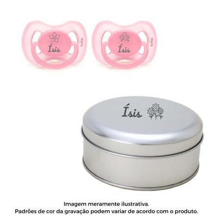 Kit Chupeta Buba Personalizado Nome Rosa E 0-6m C/2 Kit Chupeta Buba Personalizado Nome Rosa E 0-6m C/2