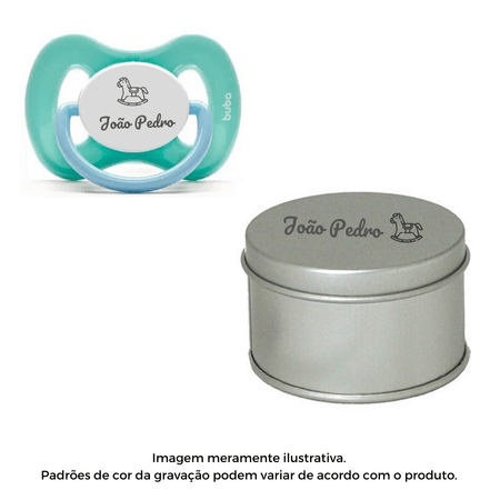 Kit Chupeta Buba Personalizado Nome Azul E 0-6m Kit Chupeta Buba Personalizado Nome Azul E 0-6m