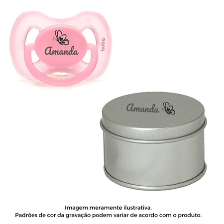 Kit Chupeta Buba Personalizado Nome Rosa 0-6m Kit Chupeta Buba Personalizado Nome Rosa 0-6m
