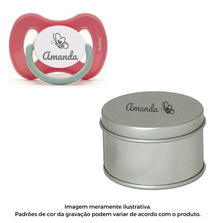 Kit Chupeta Buba Personalizado Nome Coala Rosa 6m+ Kit Chupeta Buba Personalizado Nome Coala Rosa 6m+