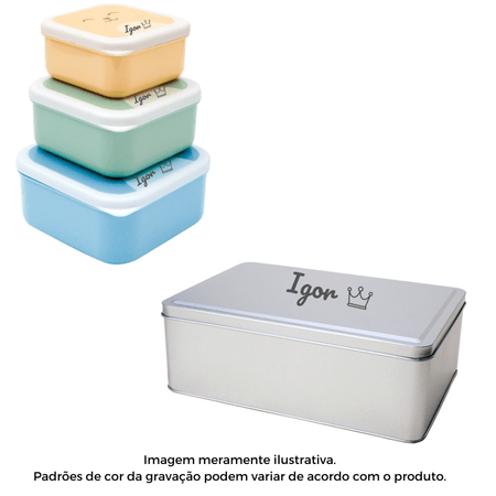 Kit Potes Buba Personalizado Nome Azul c/3 Kit Potes Buba Personalizado Nome Azul c/3