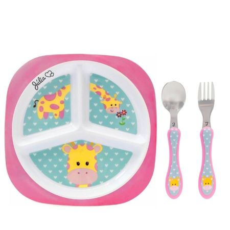 Kit Alimentação Personalizado Nome Buba Girafa C/3 peças Kit Alimentação Personalizado Nome Buba Girafa C/3 peças
