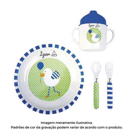 Kit JaBaDaBaDo Alimentação Peronalizado Nome A c/ 4 Peças Kit JaBaDaBaDo Alimentação Peronalizado Nome A c/ 4 Peças