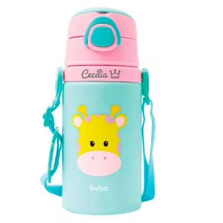 Garrafinha de Aluminio Personalizado Nome Buba Fun Girafa Garrafinha de Aluminio Personalizado Nome Buba Fun Girafa