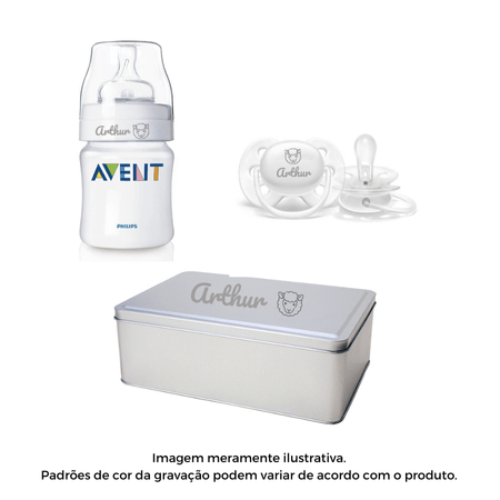 Kit Personalizado Avent Mamadeira AC + Chupeta 0-6 Kit Personalizado Avent Mamadeira AC + Chupeta 0-6
