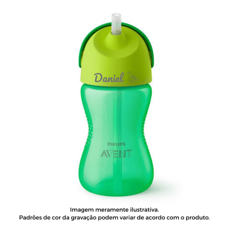 Copo Canudo Personalizado Com Nome Avent Dinossauro Verde 12+ Copo Canudo Personalizado Com Nome Avent Dinossauro Verde 12+