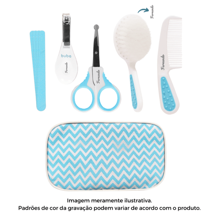 Kit Cuidados Higiene c/ Estojo Personalizado Nome Buba Azul Kit Cuidados Higiene c/ Estojo Personalizado Nome Buba Azul