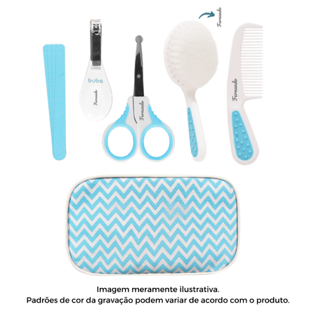 Kit Cuidados Higiene c/ Estojo Personalizado Nome Buba Azul