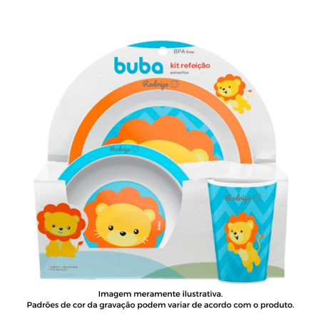 Kit Alimentação Personalizado Nome Buba Animal Fun Leão Kit Alimentação Personalizado Nome Buba Animal Fun Leão