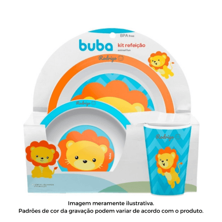 Kit Alimentação Personalizado Nome Buba Animal Fun Leão