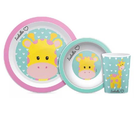 Kit Alimentação Personalizado Nome Buba Animal Fun Girafa Kit Alimentação Personalizado Nome Buba Animal Fun Girafa