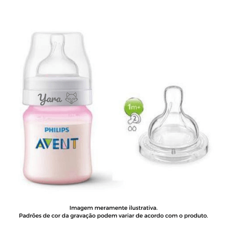 Mamadeira Personalizada Nome Avent AntiColic Rosa 125ml + BE Mamadeira Personalizada Nome Avent AntiColic Rosa 125ml + BE