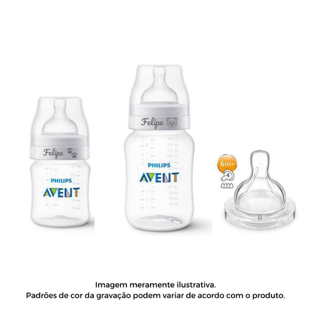 Kit 2 Mamadeiras Personalizadas Nome Avent AntiColic + BE Kit 2 Mamadeiras Personalizadas Nome Avent AntiColic + BE