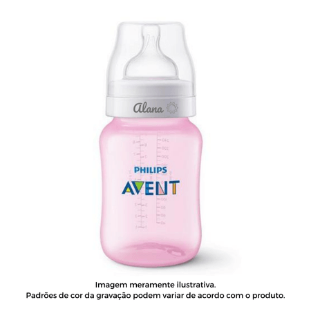 Mamadeira Personalizada Nome Avent AntiColic Rosa 260ml Mamadeira Personalizada Nome Avent AntiColic Rosa 260ml